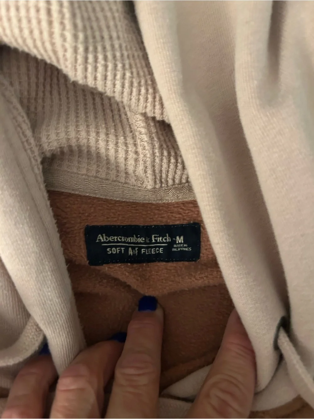 Abercrombie & Fitch Two-Tone Dusty Rose & Cream Hooded Pullover - Picture 2 of 2